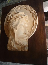 Dřevořezba tvář Kristus materiál lípa