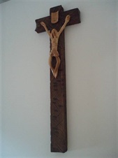 Dřevořezba kříže, materiál dub a lípa